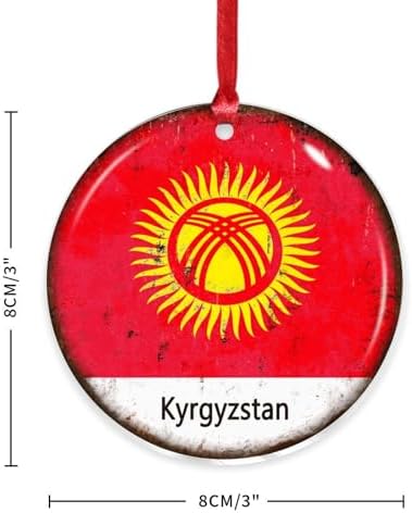 3 inch Acrylic Christmas Ornaments 2024 Kyrgyzstan Flag Decor