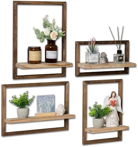 Walasis Rustic Floating Wall Shelves Set of 4