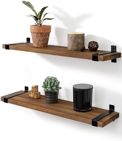 Gronda 24 Inch Rustic Pine Floating Shelves Set of 2