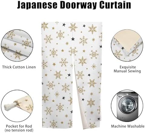 Yellow Snowflake Noren Door Curtain for Kitchen and Bathroom