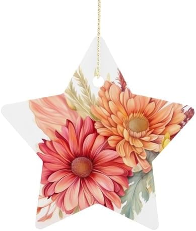 Christmas Flower Star Ceramic Hanging Ornament