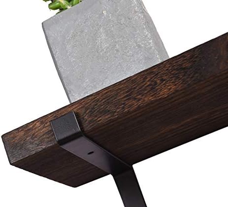 Rustic Wood Floating Shelves Dark Brown Set of 4