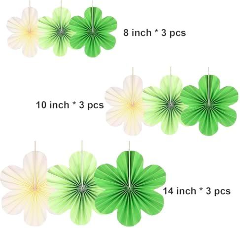 9 Pcs Paper Flower Fans for Party Decorations