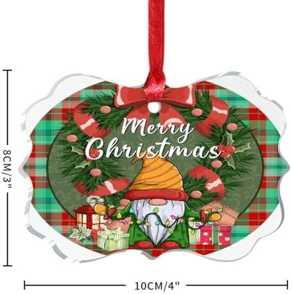 Acrylic Christmas Ornament Decor with Buffalo Plaid Gnome Design