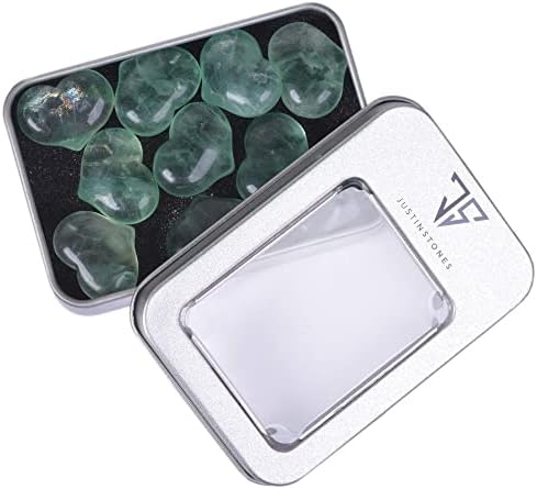 Justinstones Green Fluorite Puff Heart Crystal Pack of 10
