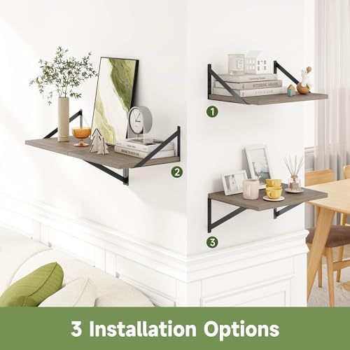 12 Inch Deep Floating Shelves Set of 4 Heavy Duty Wall Mount