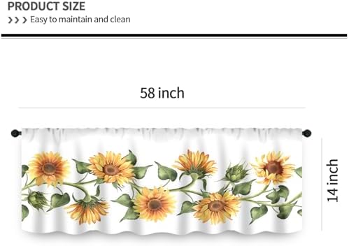 IFFVGX25 Sunflower Kitchen Curtains Valance Tiers Set
