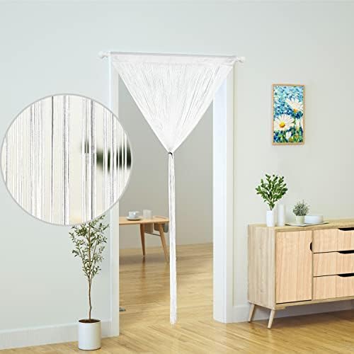 Boho Door Curtain with 15 Strings per Inch White