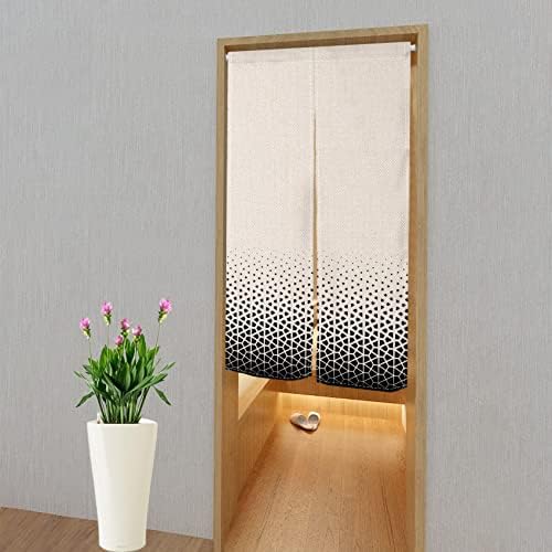 Leowefowa Japanese Noren Curtain with Abstract Geometric Patterns