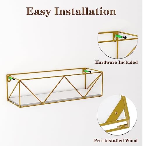 CRUGLA Gold Floating Shelves Wall Mounted Set of 5