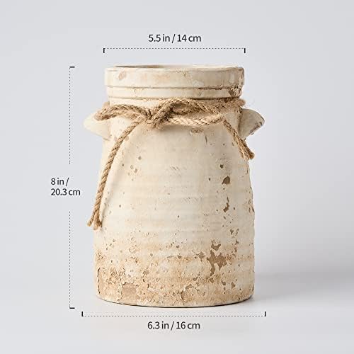 SIDUCAL Ceramic Flower Vase 8 Inch Rustic Decor