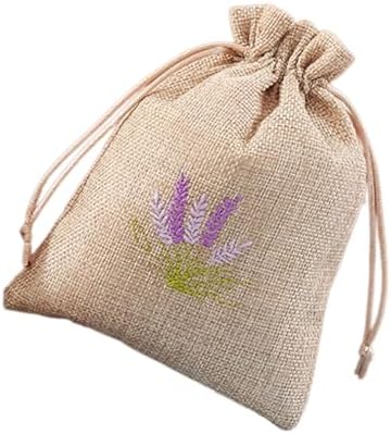 Pack Of 10 Cotton Linen Drawstring Bags for Lavender Storage