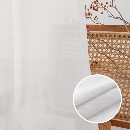 Turquoize White Linen French Door Curtains 52x72 2 Panels