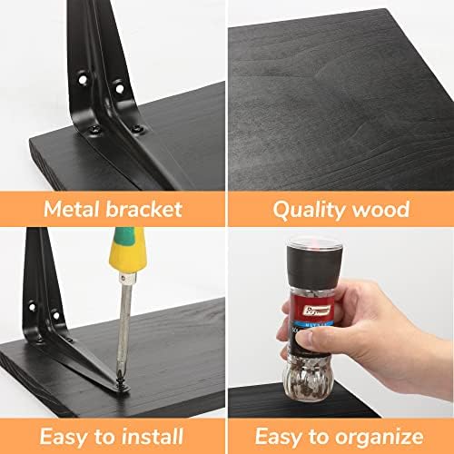 BAMFOX Black Floating Wood Wall Shelf for Home Dcor