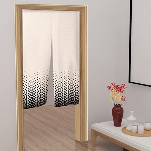 Leowefowa Japanese Noren Curtain with Abstract Geometric Patterns