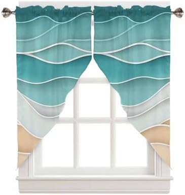 Turquoise Ocean Wave Swag Valance 72 x 45
