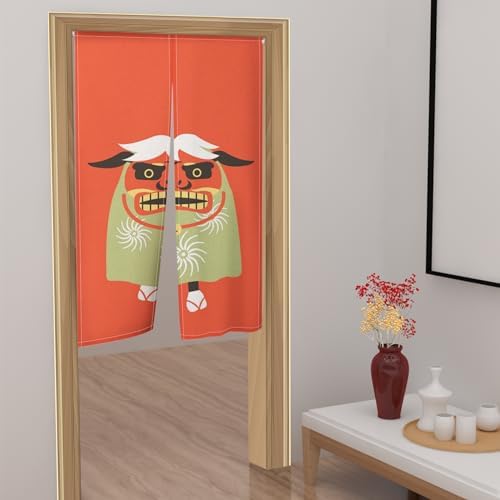Traditional Japanese Noren Door Curtain with Funny Goat Design