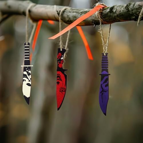AOCEAN 24 Pcs Halloween Horror Wooden Knife Ornaments