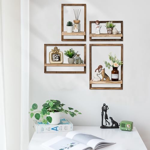 Walasis Rustic Floating Wall Shelves Set of 4