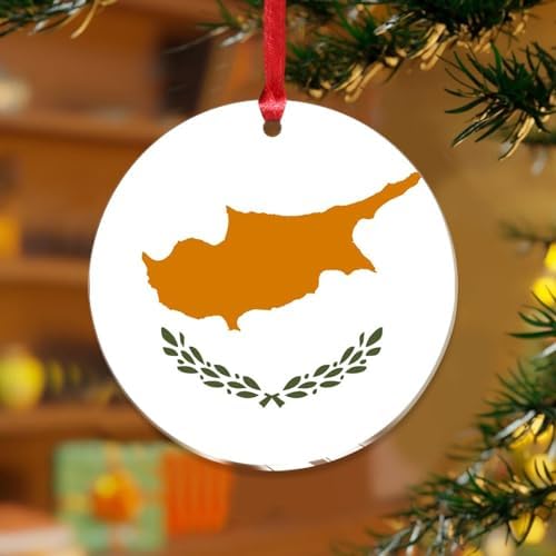 3 Clear Acrylic Christmas Ornaments 2023 Cyprus Flags Decorative Baubles