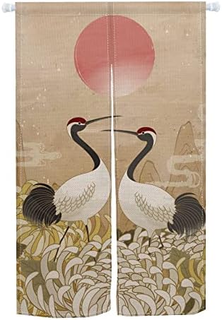 Leowefowa Red-Crowned Crane Noren Curtain 335x59