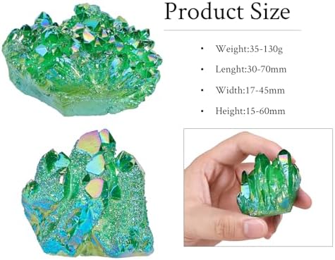 SUNYIK Green Titanium Coated Crystal Cluster Figurine