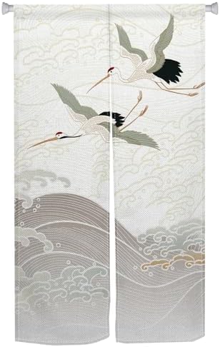 White Cranes Noren Door Curtain Privacy Partition Decor