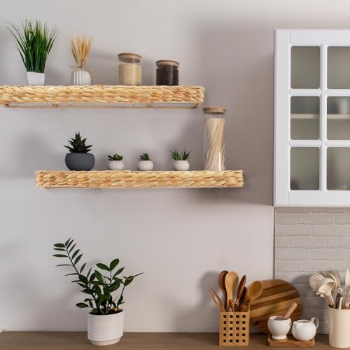 Pinkunn 2 Pack Rustic Floating Wall Shelves for Home Use