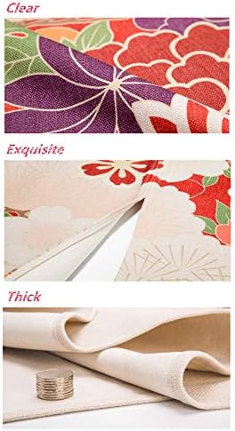 Cotton Linen Japanese Noren Curtain with Sakura and Cats Design