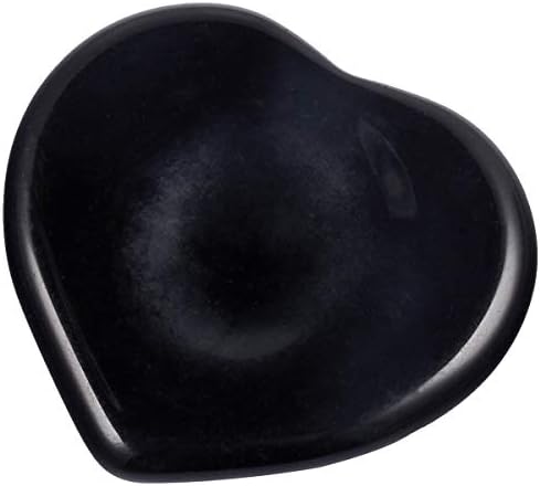 SUNYIK Heart Shaped Black Obsidian Thumb Worry Stone