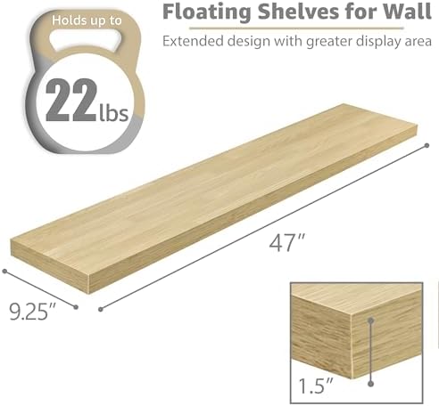 Sorbus Floating Shelves 48 Inch Wall Mounted Book Storage 3 Pack