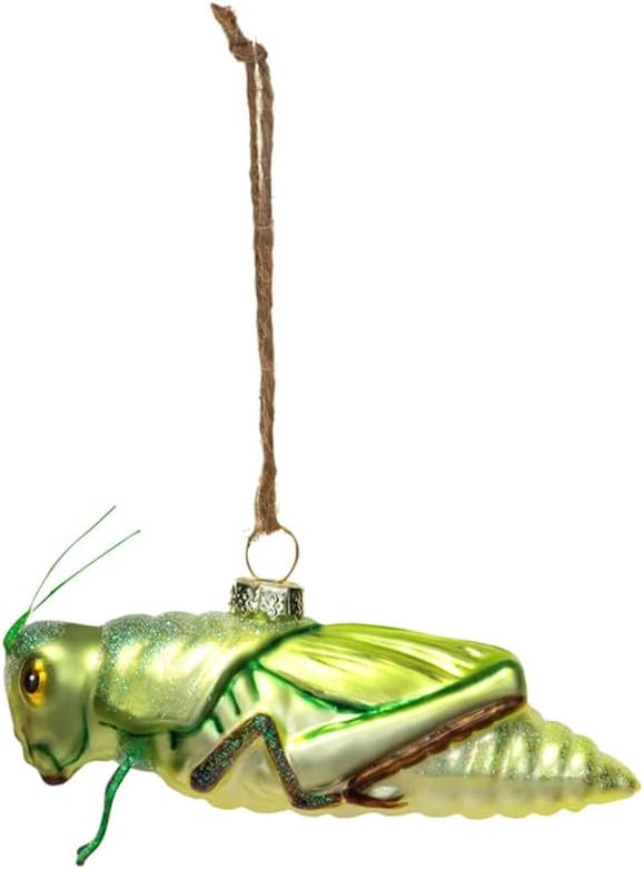 The Bridge Collection 5 Inch Hand Painted Glass Grasshopper Christmas Ornament