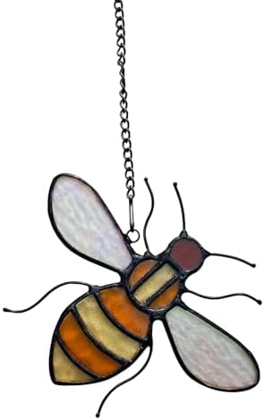 Stained Glass Bee Ornament Suncatcher Window Hanging Decor