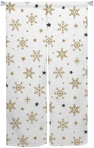 Yellow Snowflake Noren Door Curtain for Kitchen and Bathroom