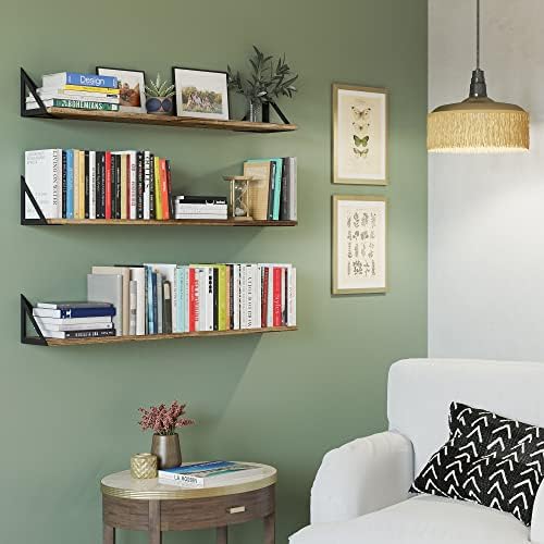 Wallniture Minori Floating Bookshelf Set of 3 Natural Burned