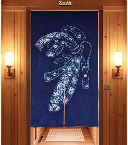 Hand Dyed Japanese Noren Curtain with Shibori Patterns