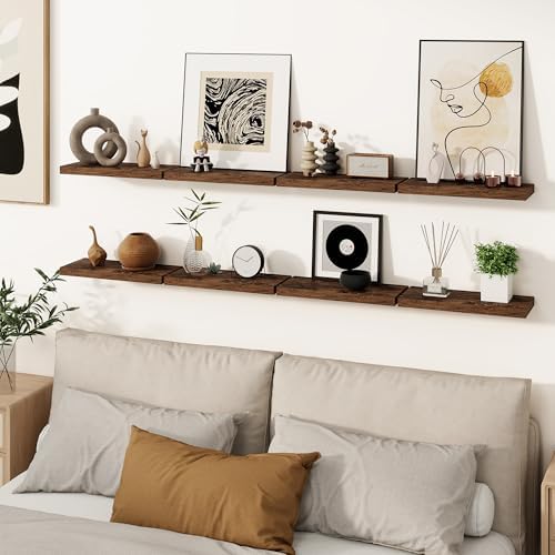 Brown Floating Wall Shelves with Invisible Brackets