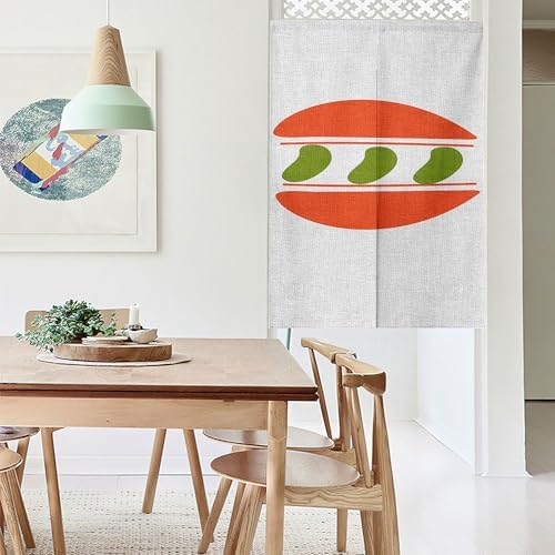 Chickwin Japanese Door Curtain Modern Noren Panel Orange Green