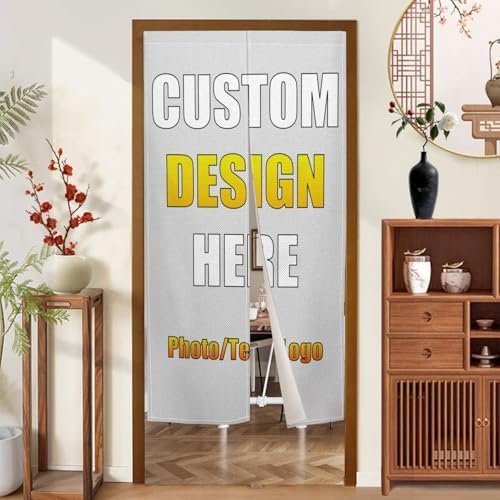 Customizable Noren Curtain with Photo Text Logo 34x60 Inches