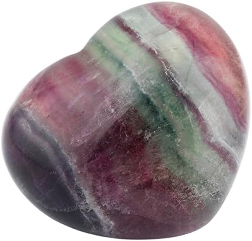 Rockcloud Fluorite Heart Worry Stone Chakra Healing Crystal