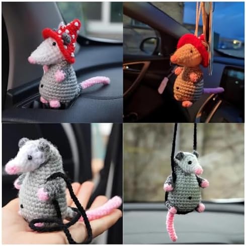 Possum Car Charm Cute Handmade Knitted Car Pendant