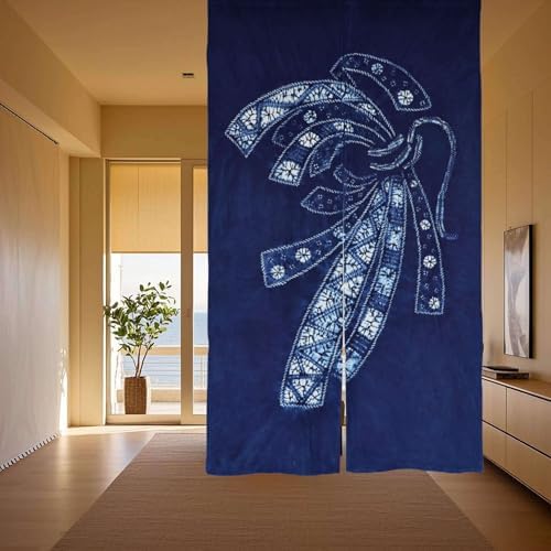 Hand Dyed Japanese Noren Curtain with Shibori Patterns