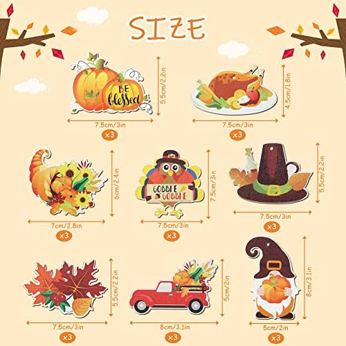 24 Pcs Wood Fall Thanksgiving Hanging Ornaments