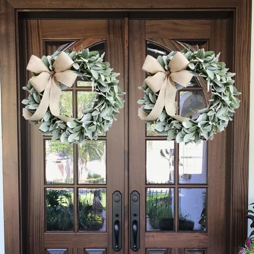 Lambs Ear Teardrop Front Door Wreath
