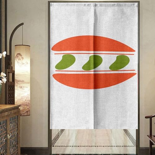 Chickwin Japanese Door Curtain Modern Noren Panel Orange Green