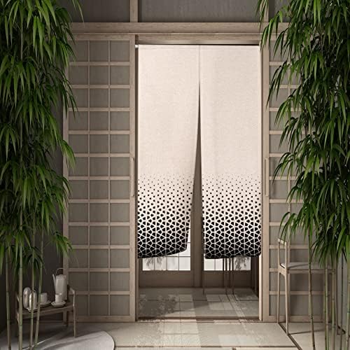 Leowefowa Japanese Noren Curtain with Abstract Geometric Patterns