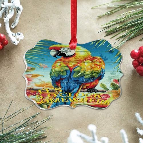 3 Inch Acrylic Christmas Ornaments 2024 Tropical Flamingo Hanging Decor