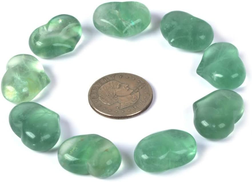 Justinstones Green Fluorite Puff Heart Crystal Pack of 10