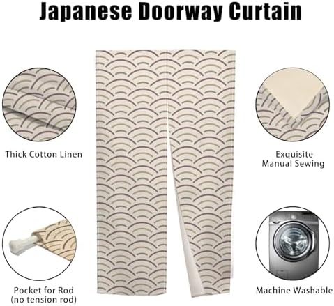 Japanese Noren Door Curtain with Wave Pattern