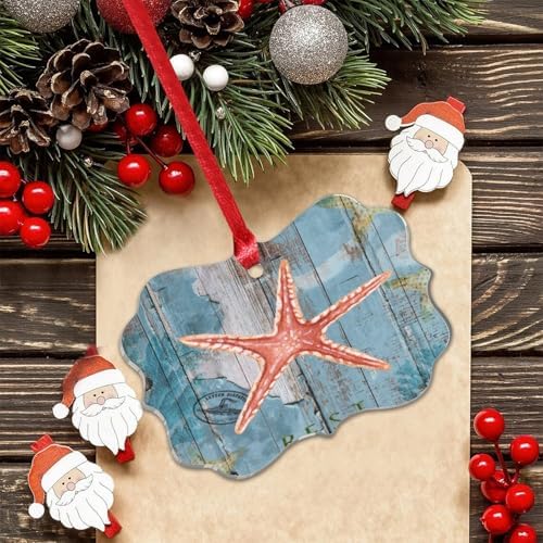 3 Acrylic Christmas Ornaments 2024 Nautical Starfish Decor Hanging Baubles